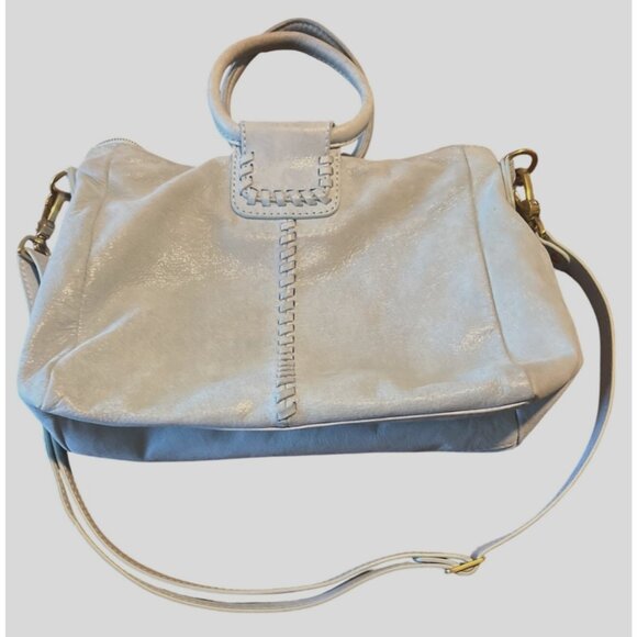 Hobo Shelia Womens Light Blue Leather Shoulder Bag With Stitch Detail - Picture 1 of 8